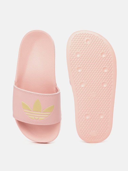 ADIDAS Originals Women Pink &amp; Gold-Toned Brand Logo Printed Sliders - View 2