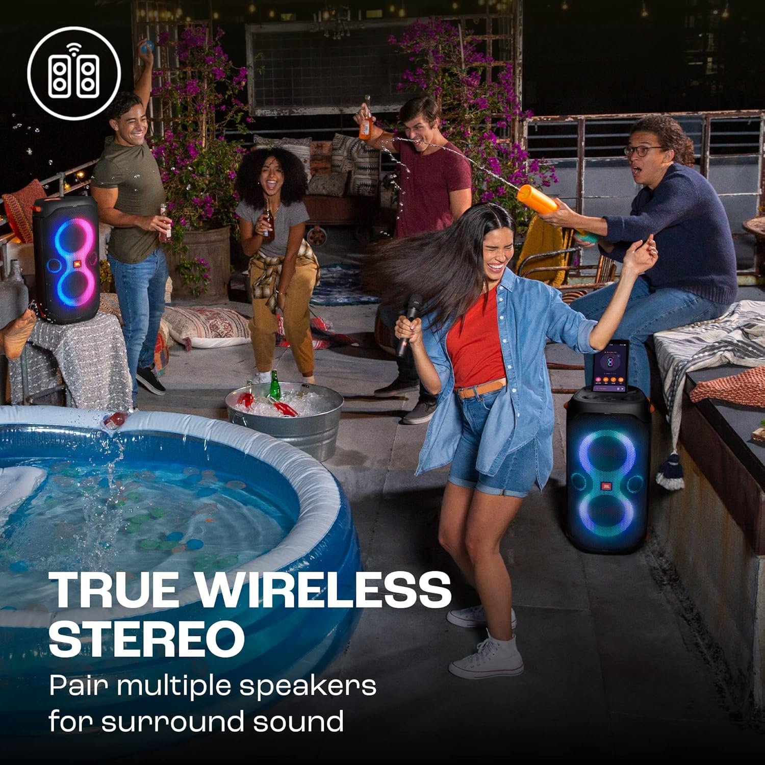 JBL Partybox 110, Wireless Bluetooth Party Speaker, 160W Monstrous Pro Sound, Dynamic Light Show, Upto 12Hrs Playtime, Built-in Powerbank, Guitar &amp; Mic Input, PartyBox App, Splashproof (Black) - View 3