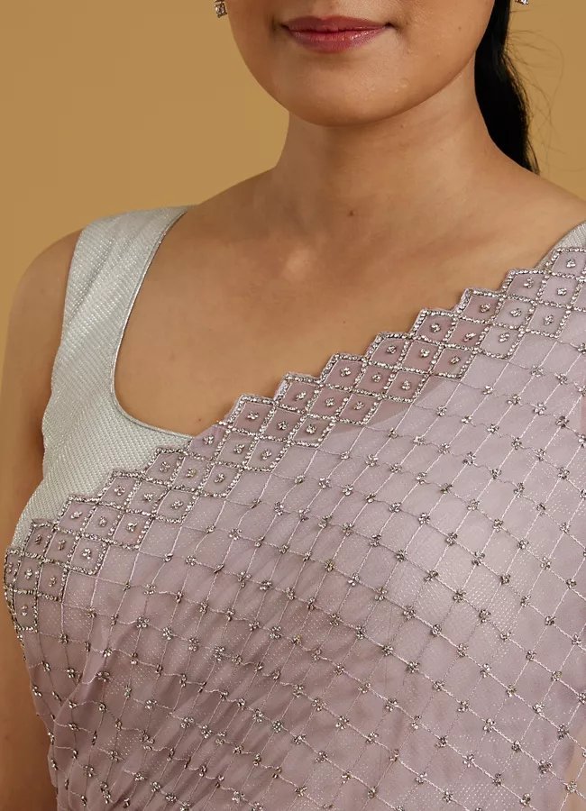 Dazzling Purple Georgette Saree - View 2