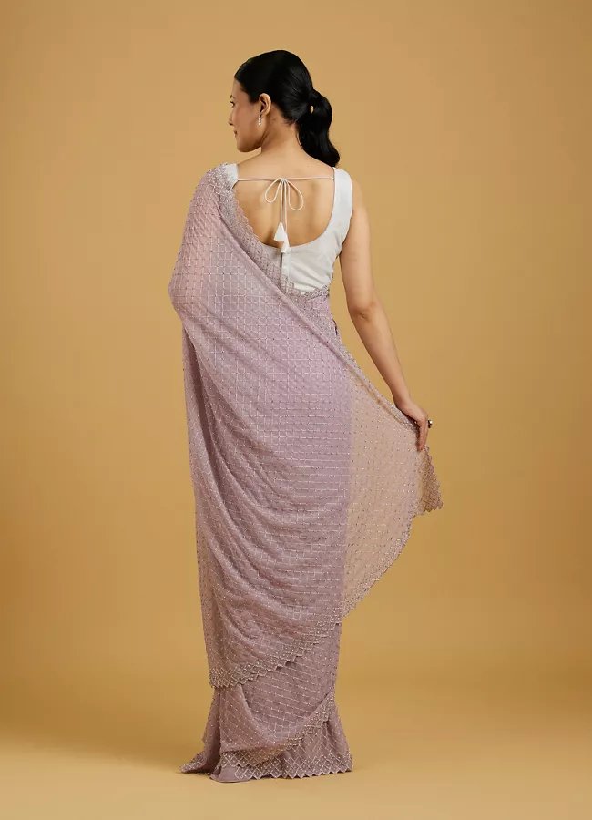 Dazzling Purple Georgette Saree - View 4