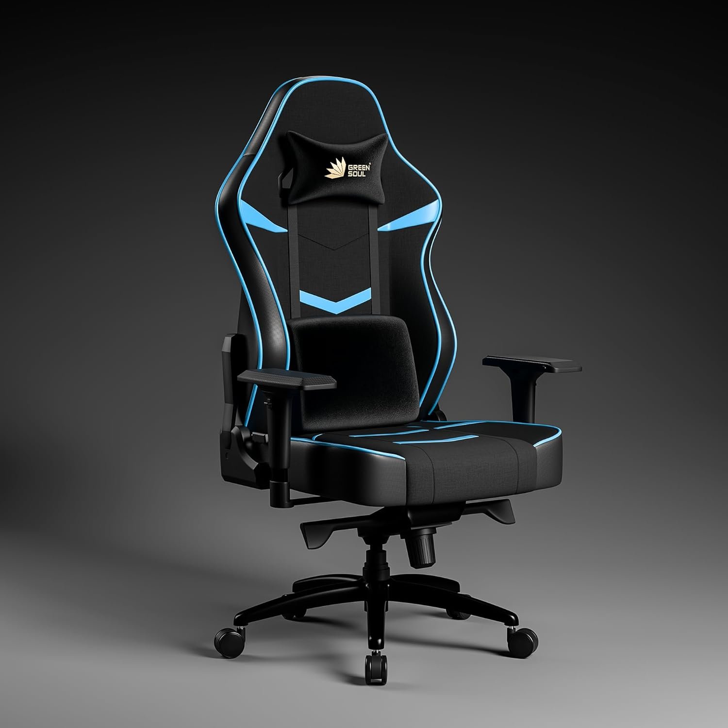Gaming &amp; Office Chair| Premium Spandex &amp; PU Leather Fabric | Adjustable Neck, Lumbar Pillow | 4D Adjustable Armrests (Black Blue)
