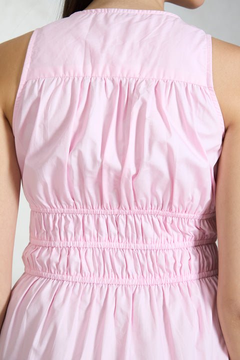 Evelina 100% Cotton Tiered Pink Dress - View 5
